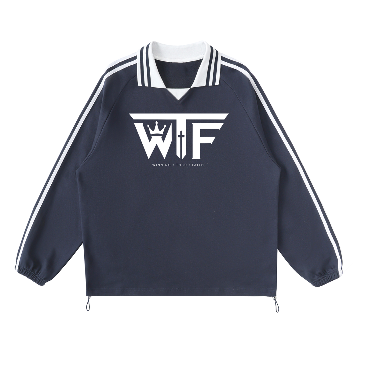 Winning Thru Faith Unisex Contrast-Stripe Collar Sweatshirt, product view 5