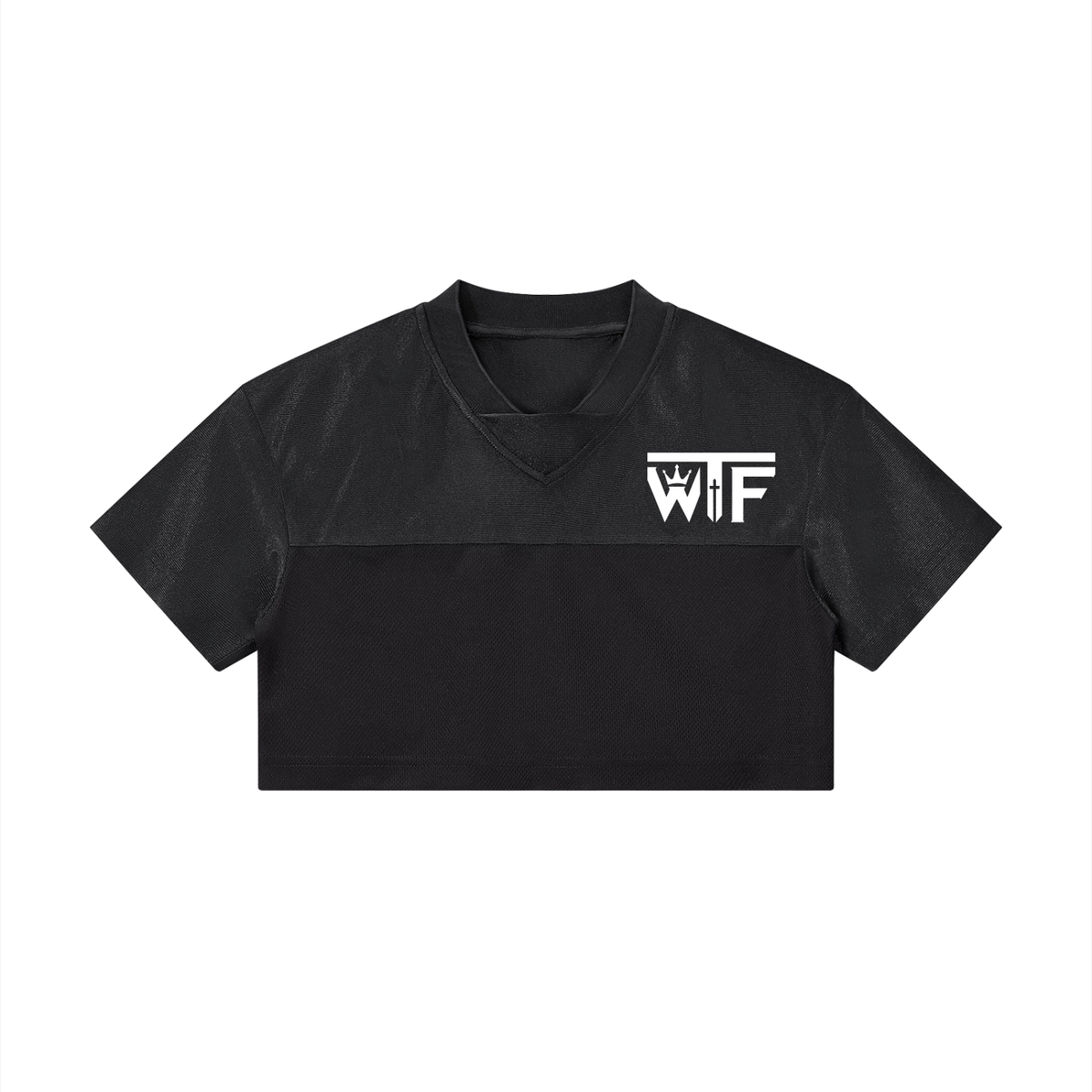 Winning Thru Faith Women’s Cropped Paneled V-Neck Jersey, product view 1