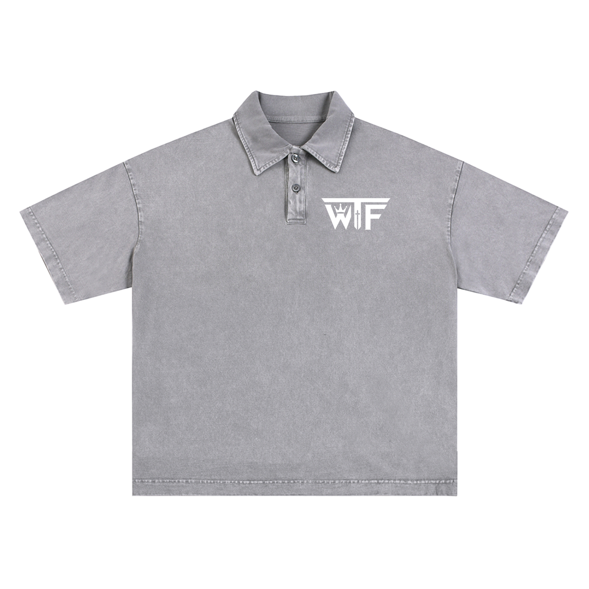 Winning Thru Faith Unisex Heavyweight Snow-Washed Polo T-Shirt, product view 3