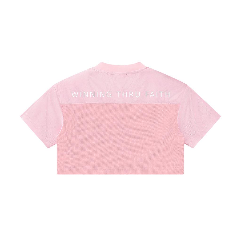 Winning Thru Faith Women’s Cropped Paneled V-Neck Jersey, product view 4