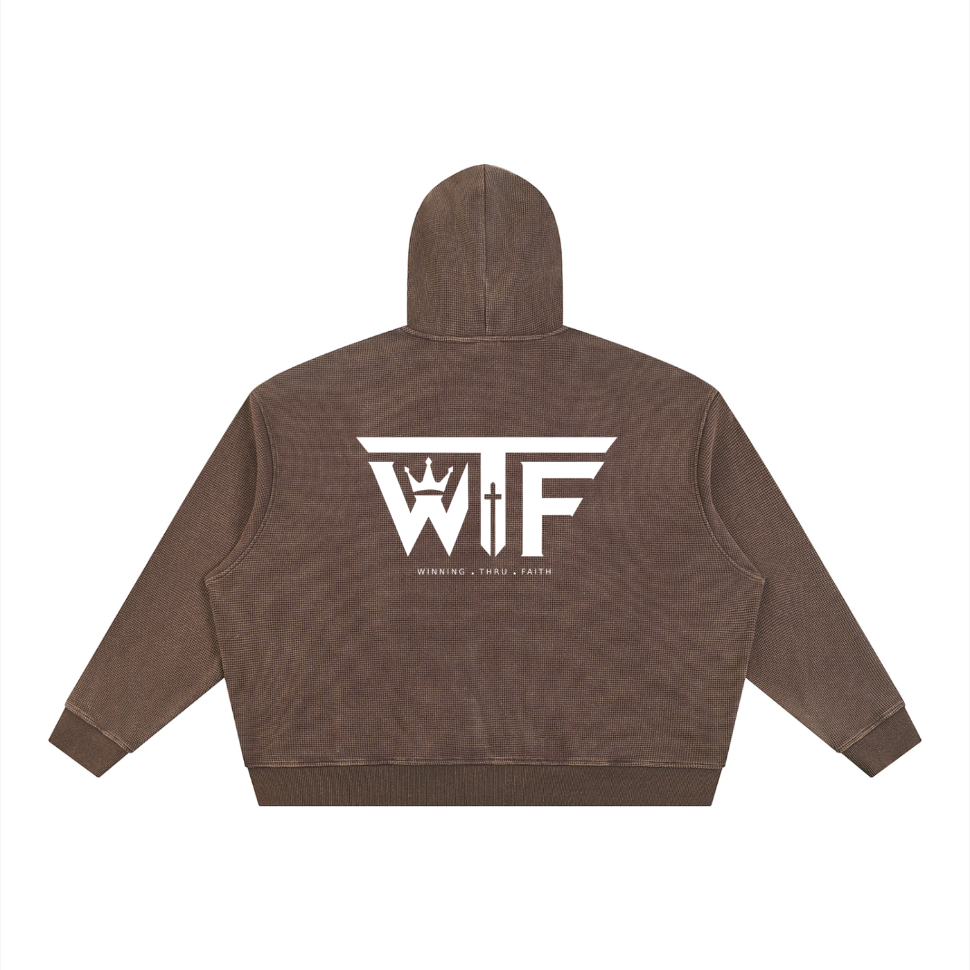Winning Thru Faith Unisex Vintage Wash Boxy Waffle Full-Zip Hoodie
