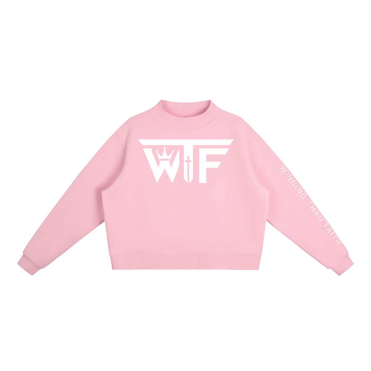 Winning Thru Faith Fleece Mock-Neck Crew Sweatshirt, product view 7