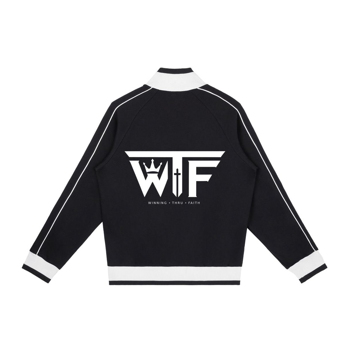 Winning Thru Faith Unisex Color-Block Raglan-Sleeve Track Jacket, product view 2