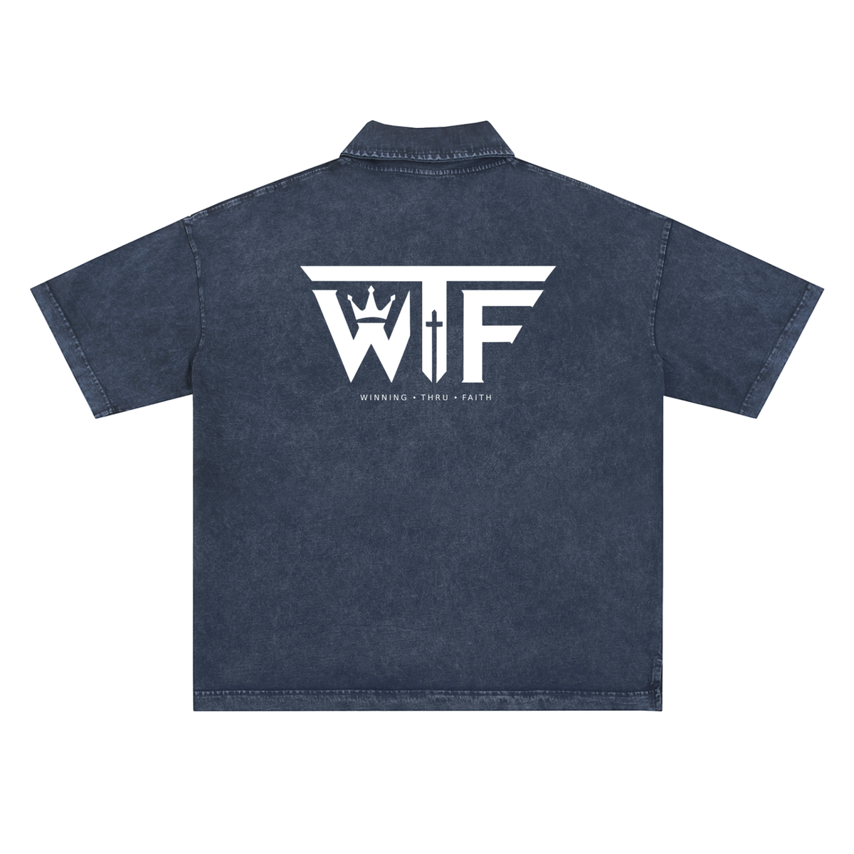 Winning Thru Faith Unisex Heavyweight Snow-Washed Polo T-Shirt, product view 6