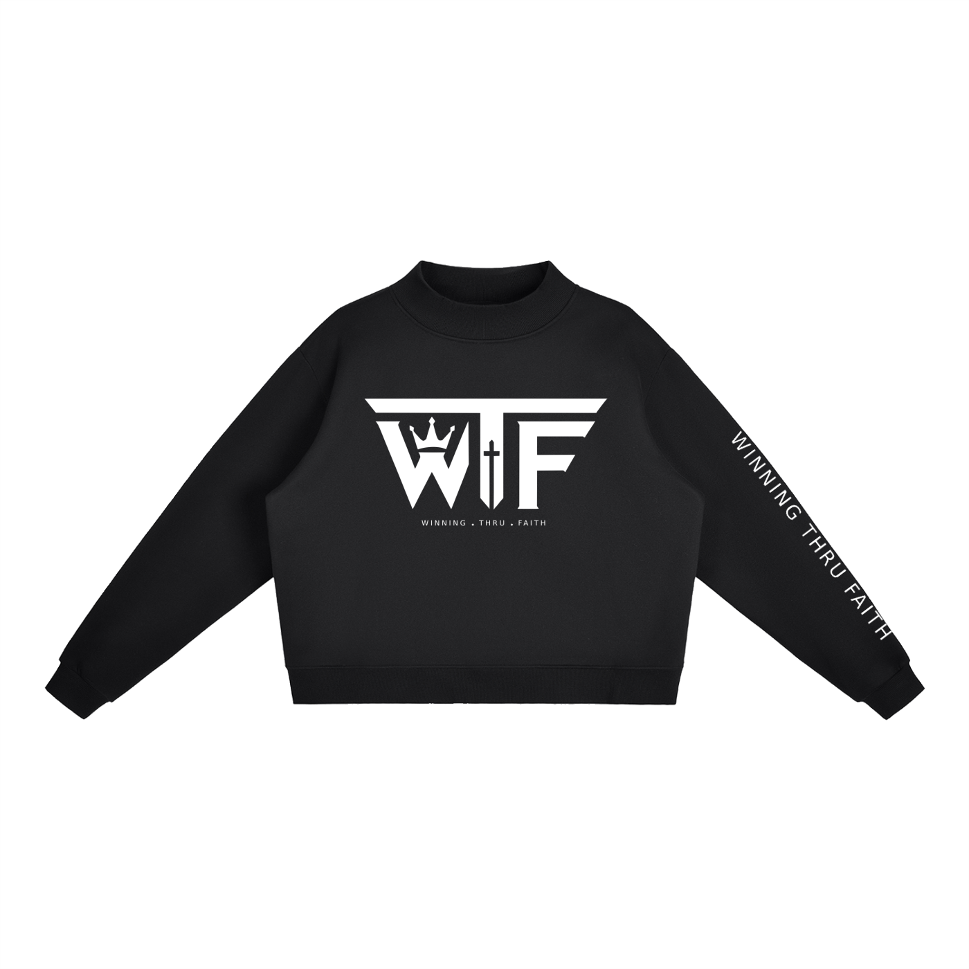 Winning Thru Faith Fleece Mock-Neck Crew Sweatshirt