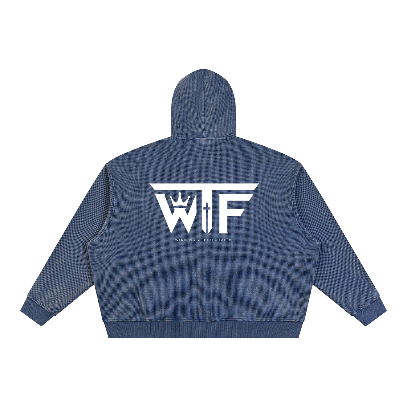 Winning Thru Faith Unisex Vintage Wash Boxy Waffle Full-Zip Hoodie