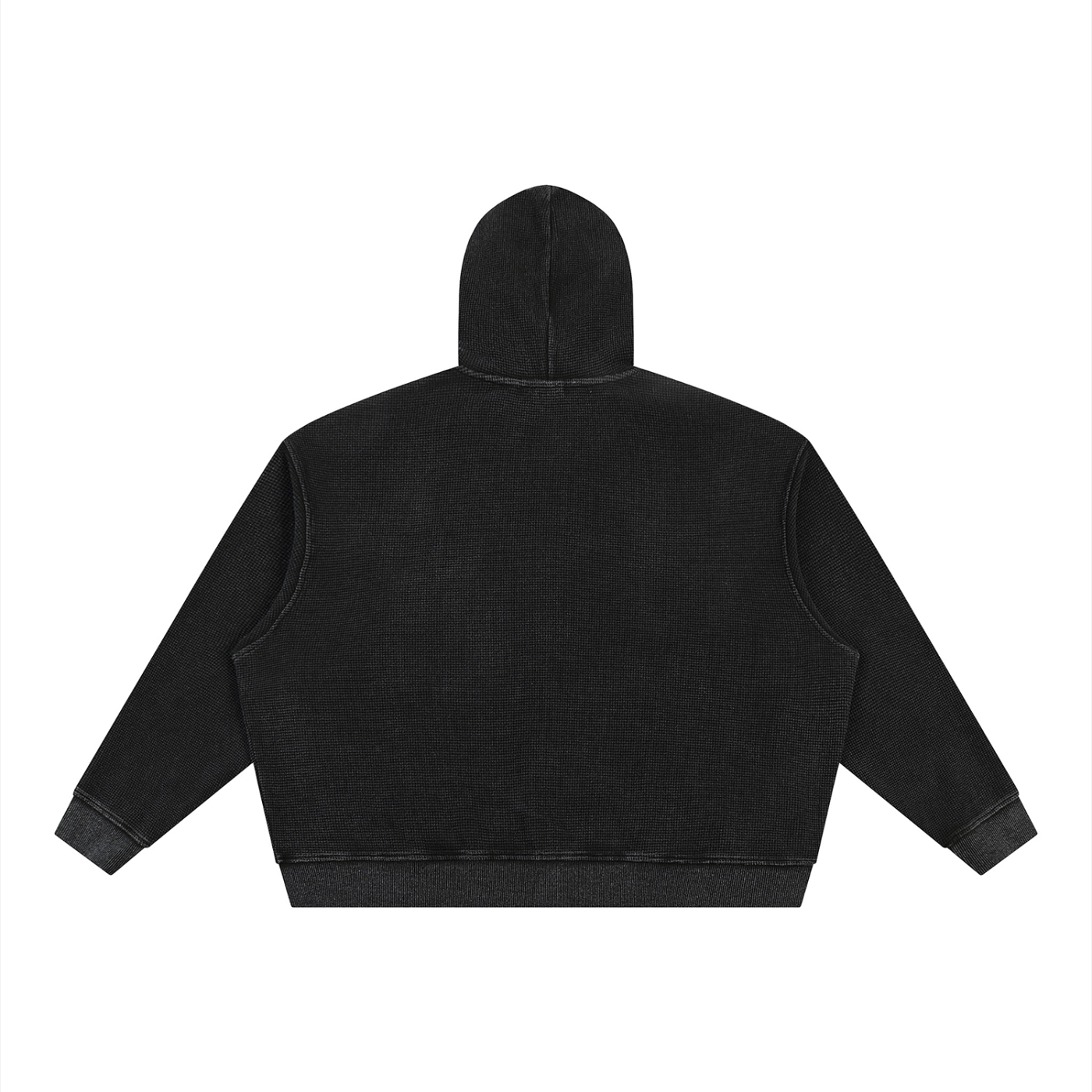 WTF Unisex Vintage Wash Boxy Waffle Full-Zip Hoodie