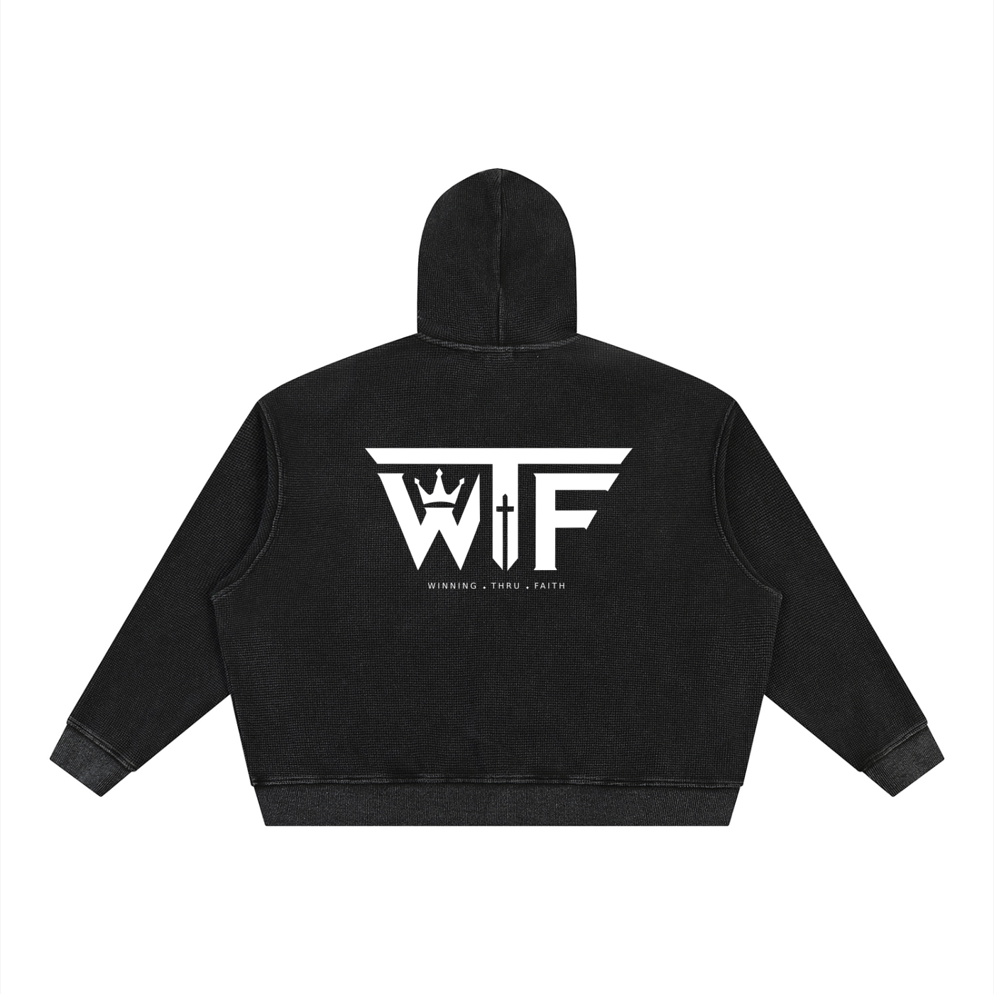 Winning Thru Faith Unisex Vintage Wash Boxy Waffle Full-Zip Hoodie