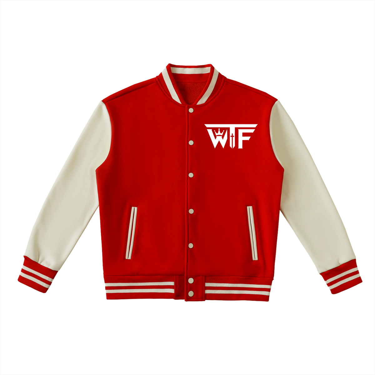 Winning Thru Faith Two-Tone Fleeced Varsity Jacket, product view 3