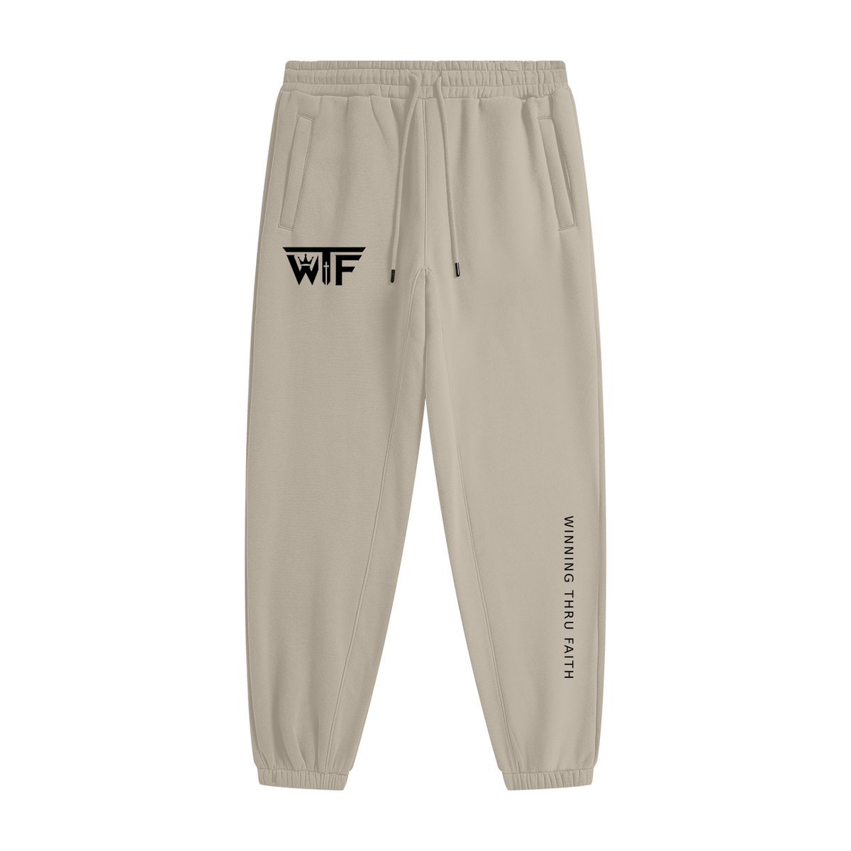 Winning Thru Faith Heavyweight Fleece Joggers Black Logo, product view 7