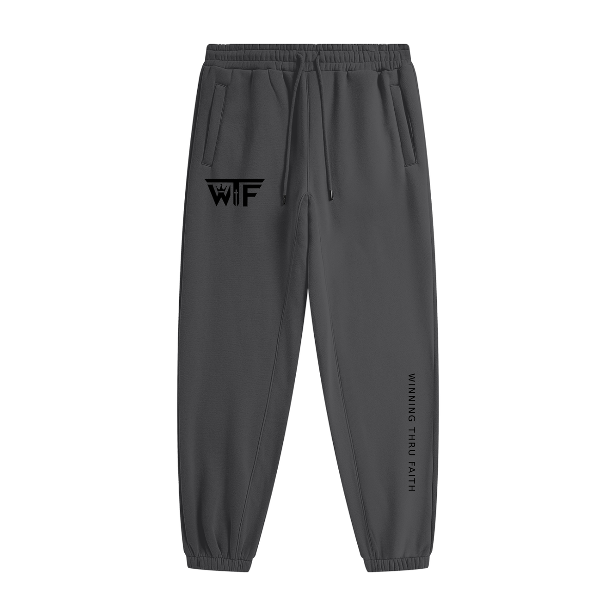 Winning Thru Faith Heavyweight Fleece Joggers Black Logo, product view 17