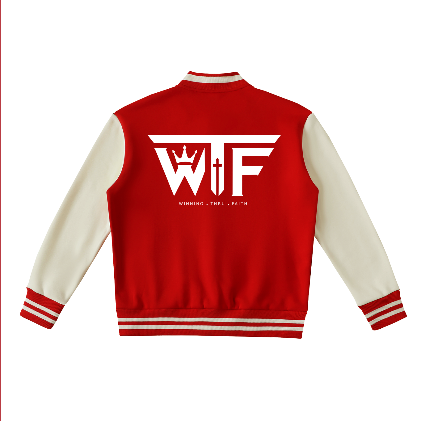 Winning Thru Faith Two-Tone Fleeced Varsity Jacket