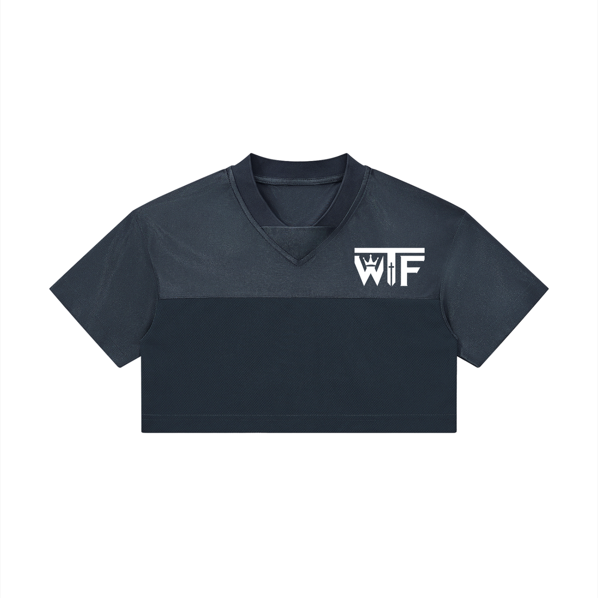 Winning Thru Faith Women’s Cropped Paneled V-Neck Jersey, product view 5