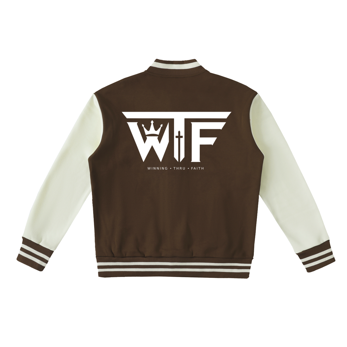 Winning Thru Faith Two-Tone Fleeced Varsity Jacket, product view 8