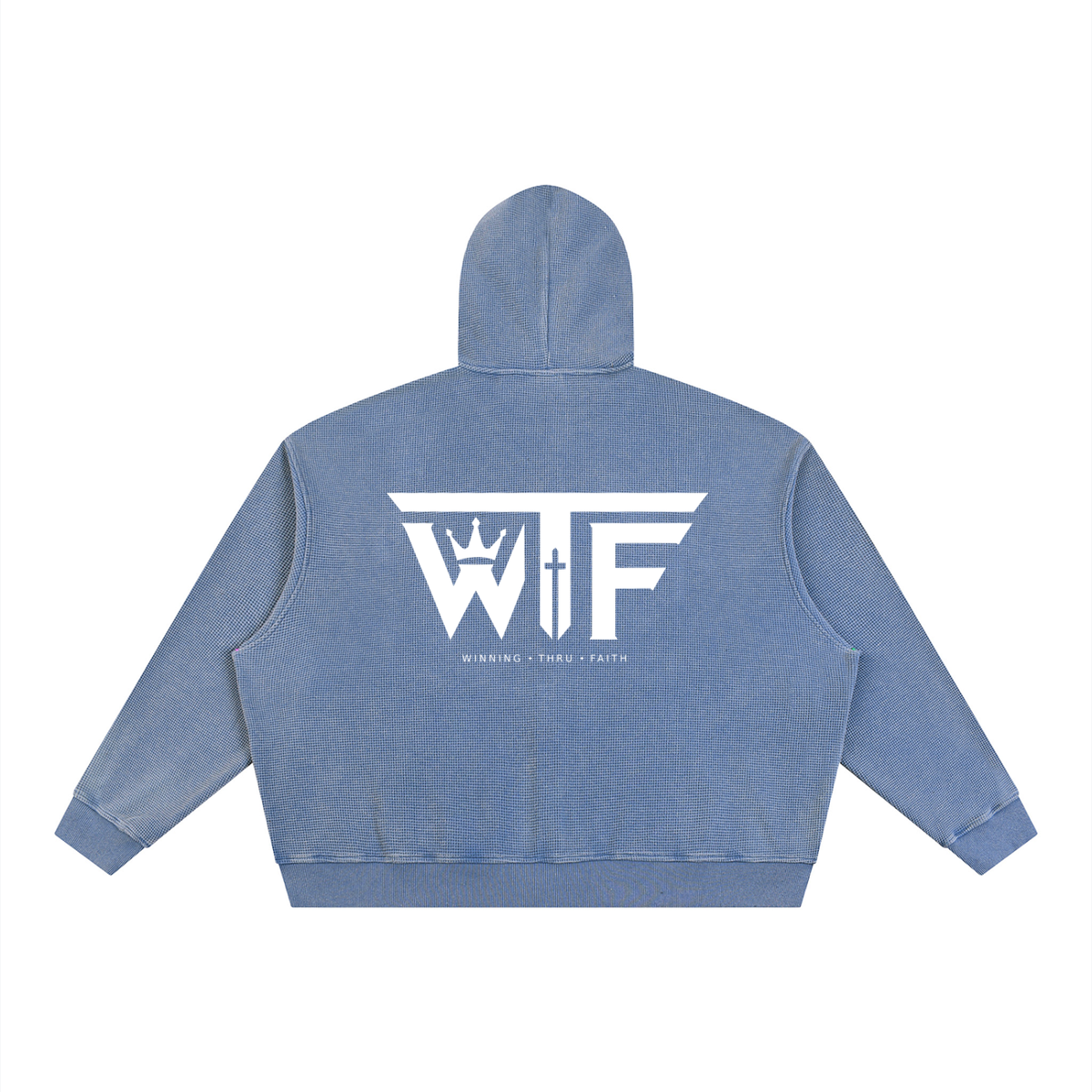 Winning Thru Faith Unisex Vintage Wash Boxy Waffle Full-Zip Hoodie, product view 4