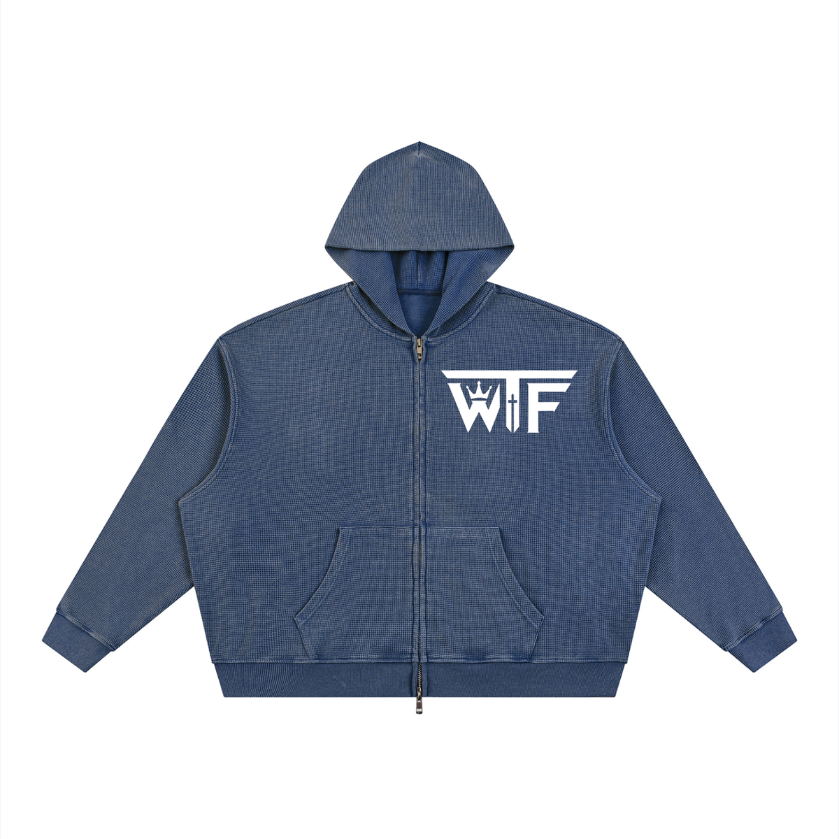 Winning Thru Faith Unisex Vintage Wash Boxy Waffle Full-Zip Hoodie, product view 9