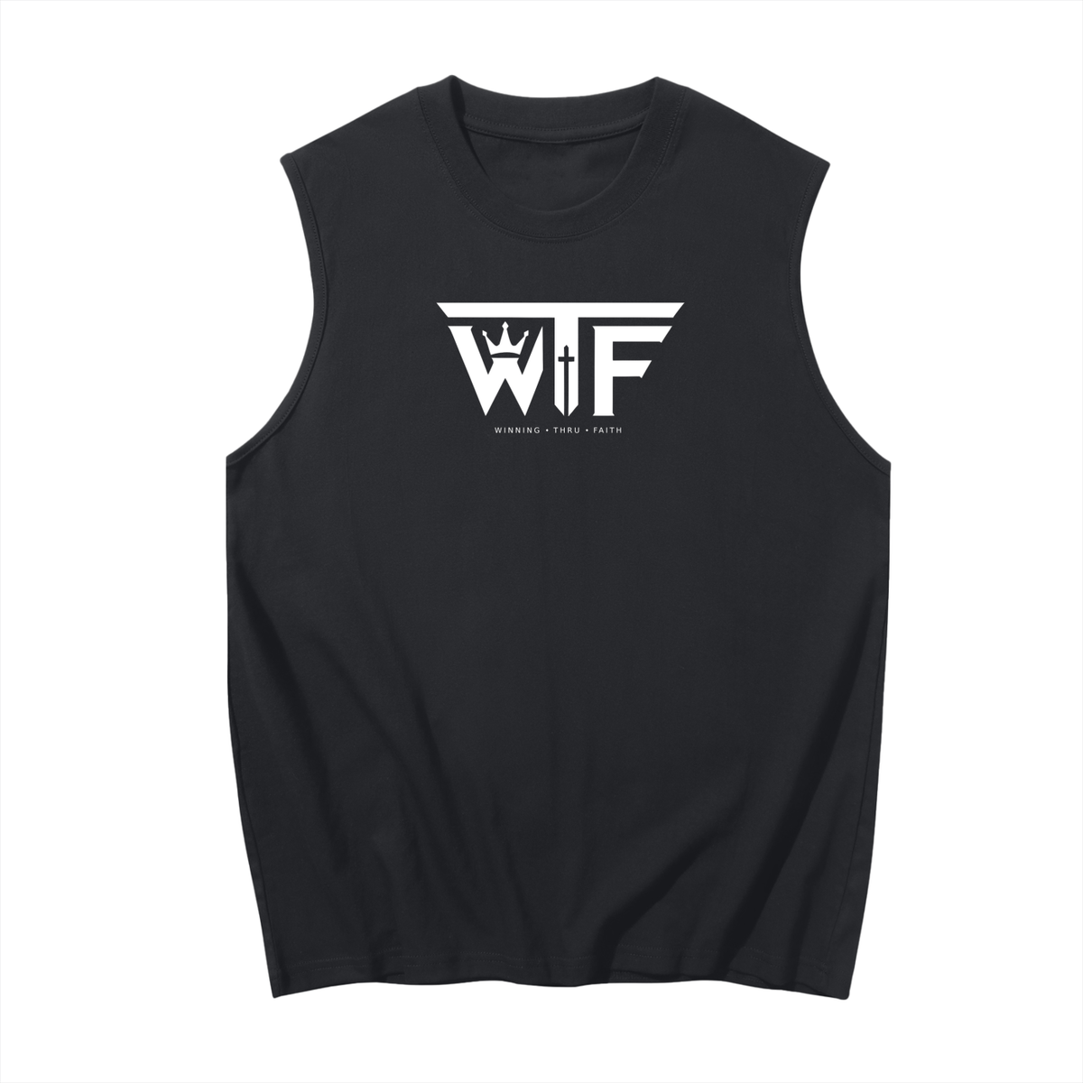 Winning Thru Faith Men’s Sleeveless Cotton Tank Top, product view 3