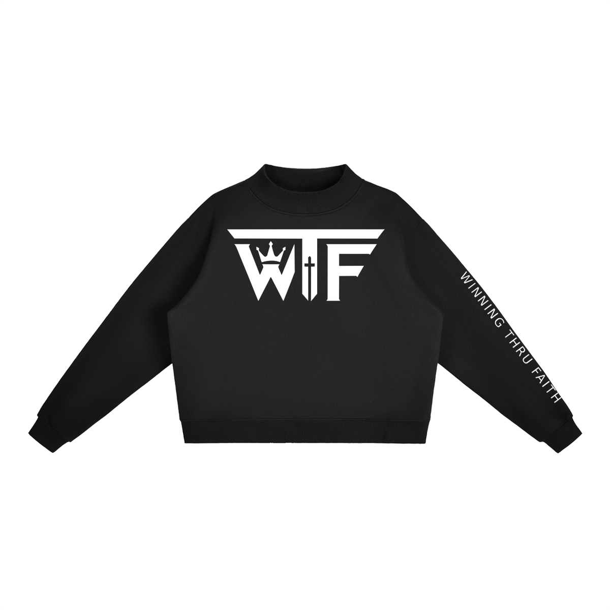 Winning Thru Faith Fleece Mock-Neck Crew Sweatshirt, product view 1