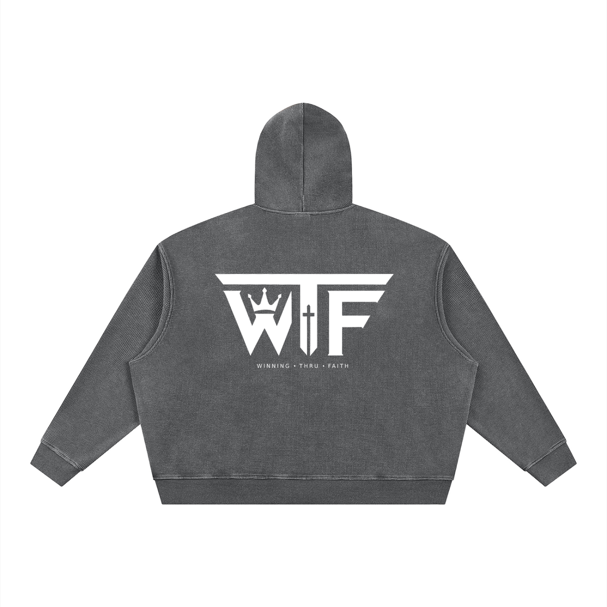 Winning Thru Faith Unisex Vintage Wash Boxy Waffle Full-Zip Hoodie, product view 8