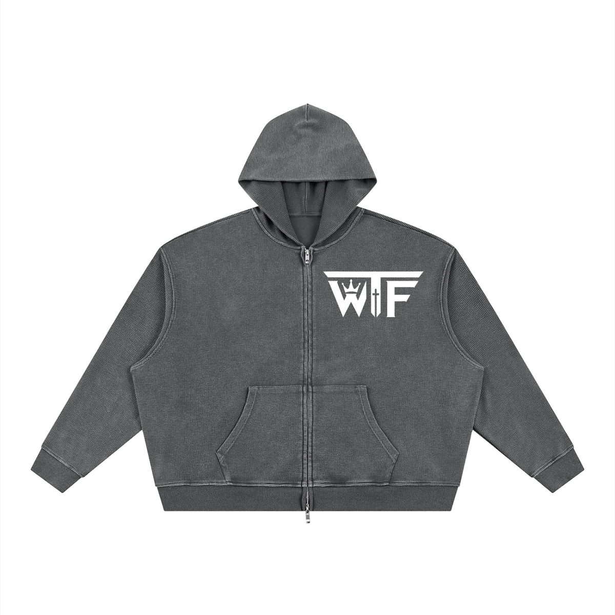 Winning Thru Faith Unisex Vintage Wash Boxy Waffle Full-Zip Hoodie, product view 7