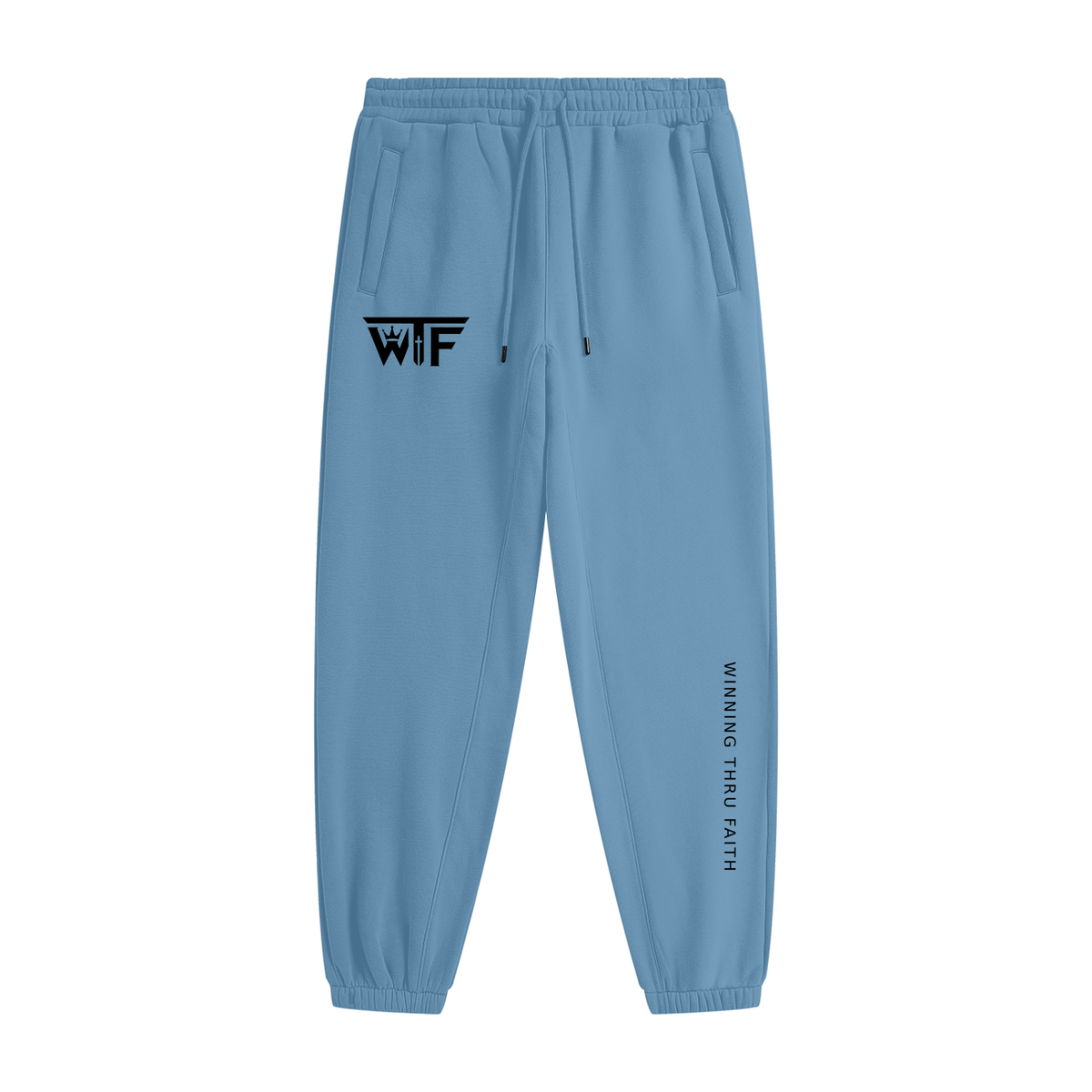 Winning Thru Faith Heavyweight Fleece Joggers Black Logo, product view 9