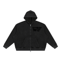 WTF Unisex Vintage Wash Boxy Waffle Full-Zip Hoodie