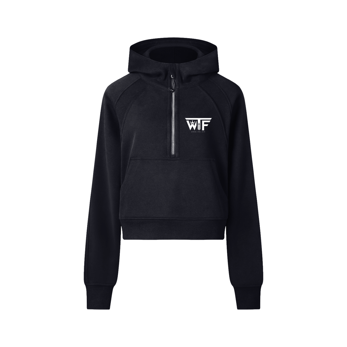Winning Thru Faith Women’s Cropped Half-Zip Hoodie, product view 1