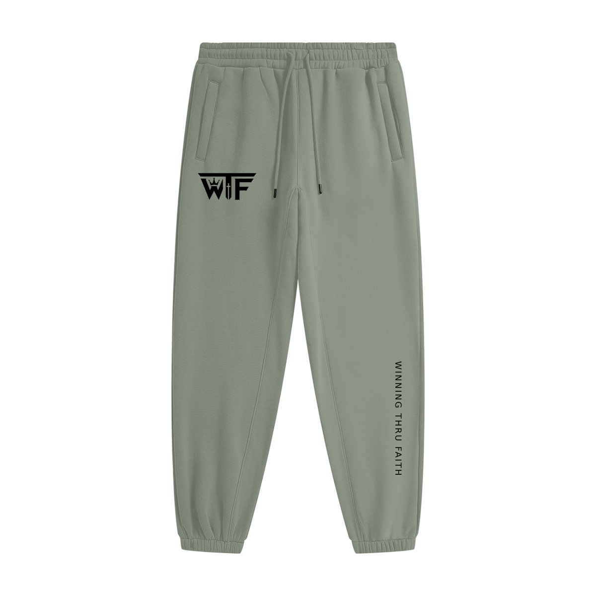 Winning Thru Faith Heavyweight Fleece Joggers Black Logo, product view 11