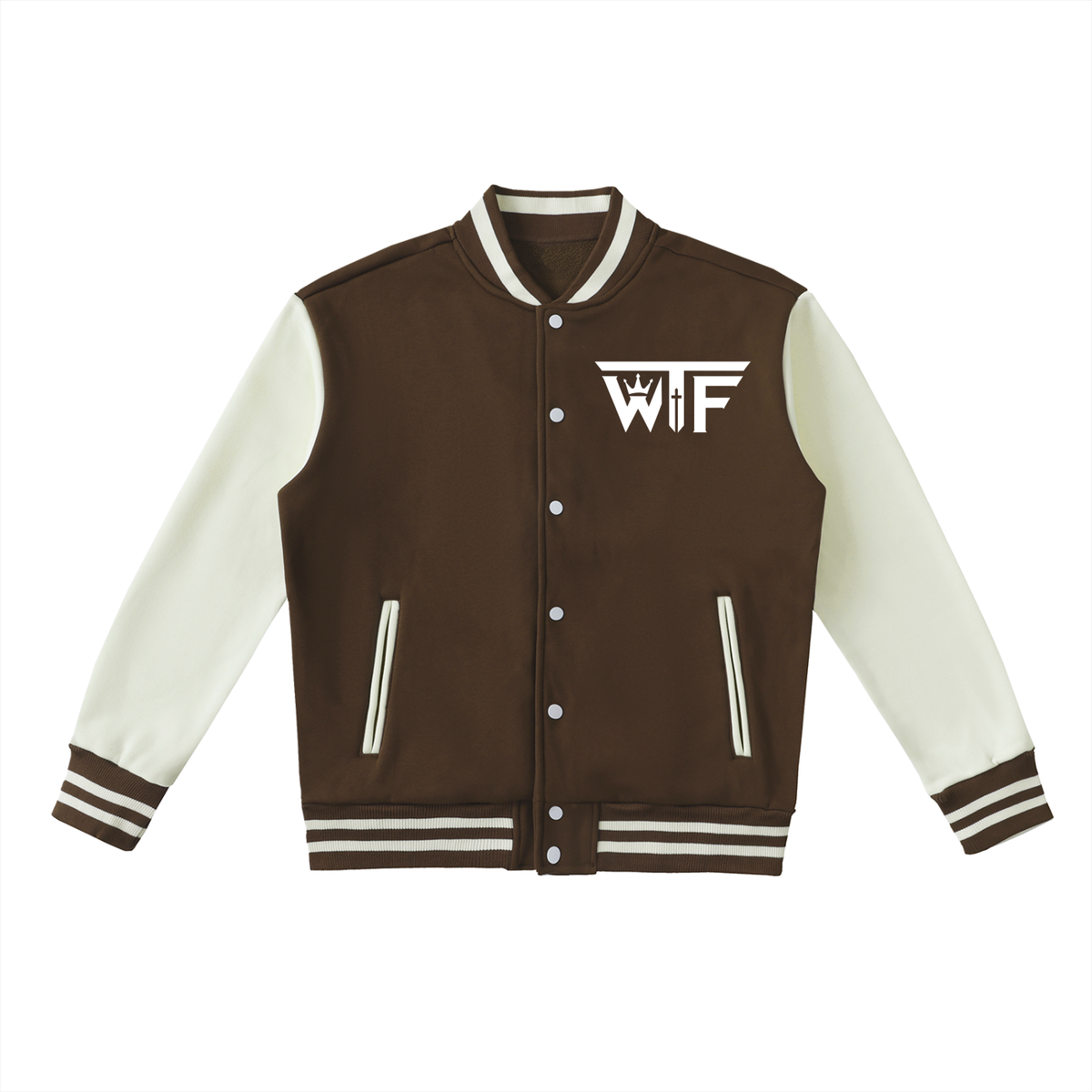 Winning Thru Faith Two-Tone Fleeced Varsity Jacket, product view 7