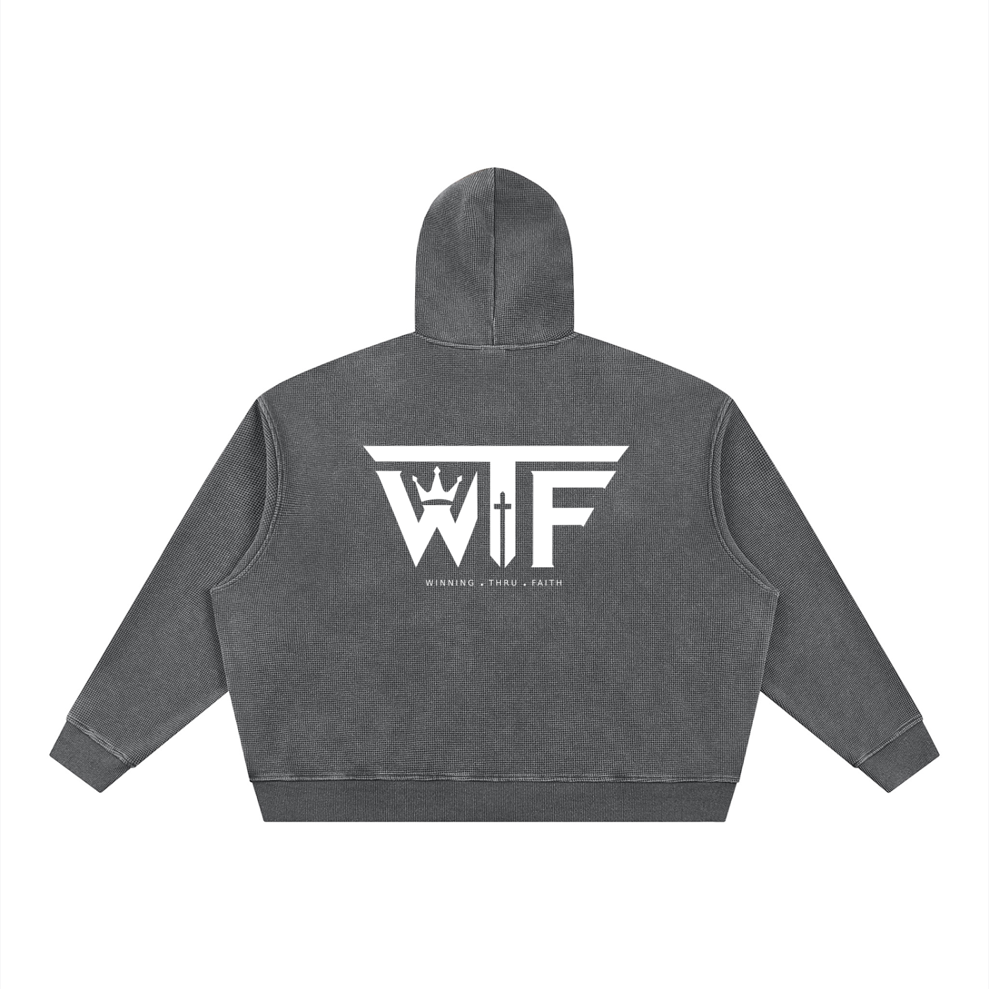 Winning Thru Faith Unisex Vintage Wash Boxy Waffle Full-Zip Hoodie