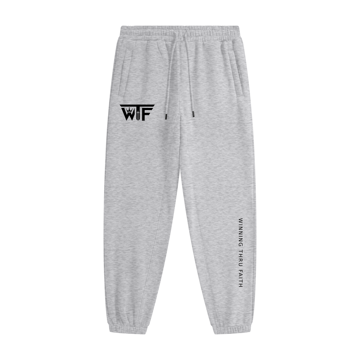 Winning Thru Faith Heavyweight Fleece Joggers Black Logo, product view 5