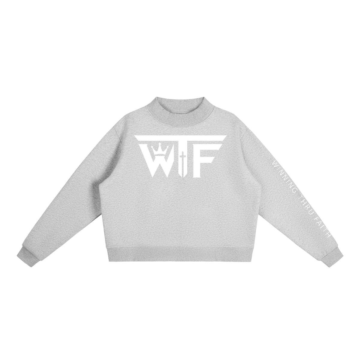 Winning Thru Faith Fleece Mock-Neck Crew Sweatshirt, product view 3