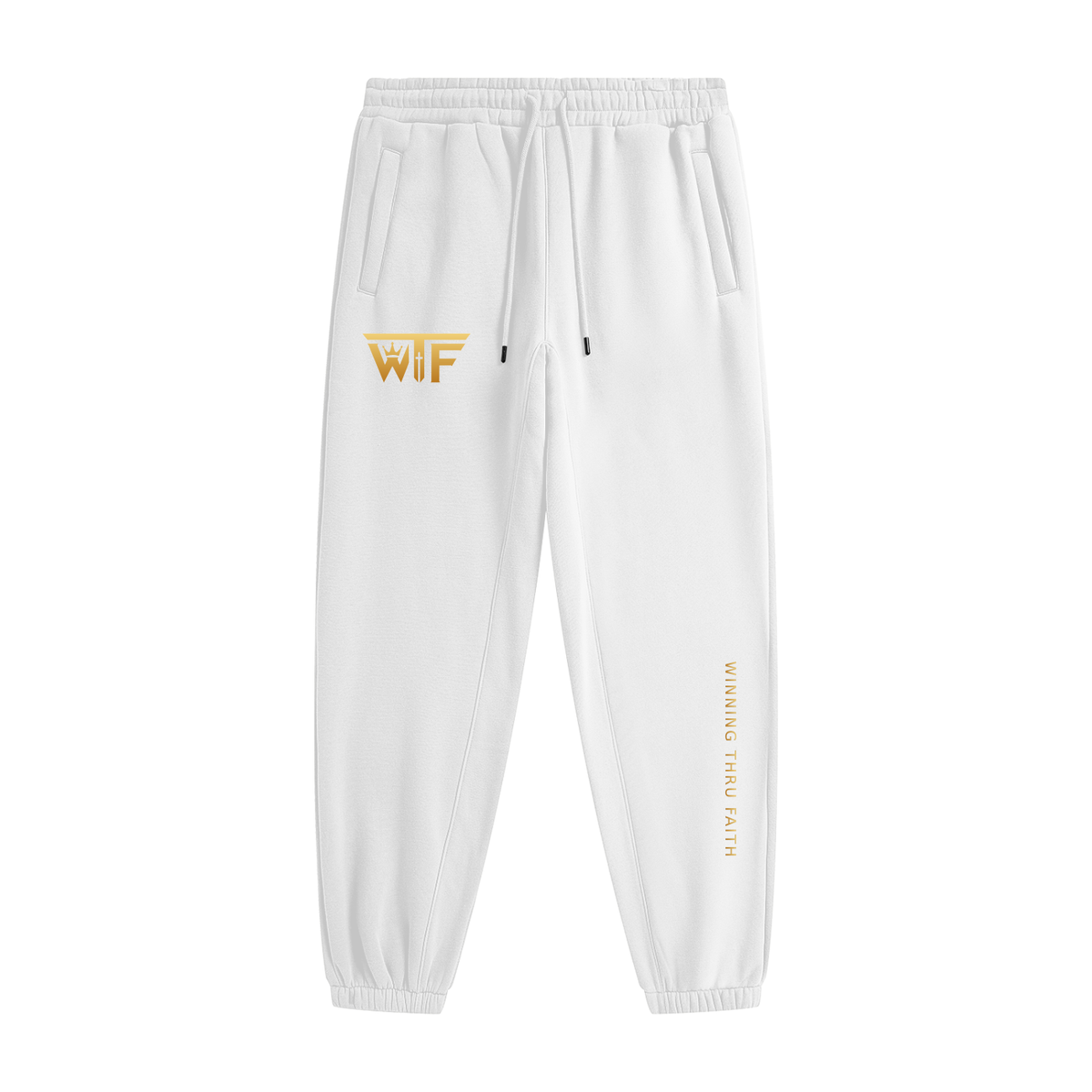 Winning Thru Faith Heavyweight Fleece Joggers Gold Logo, product view 2