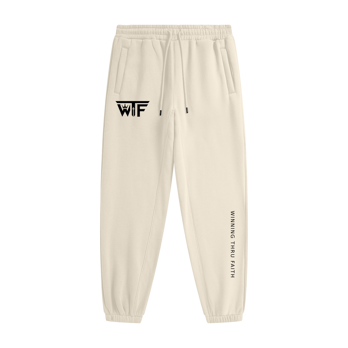 Winning Thru Faith Heavyweight Fleece Joggers Black Logo, product view 3