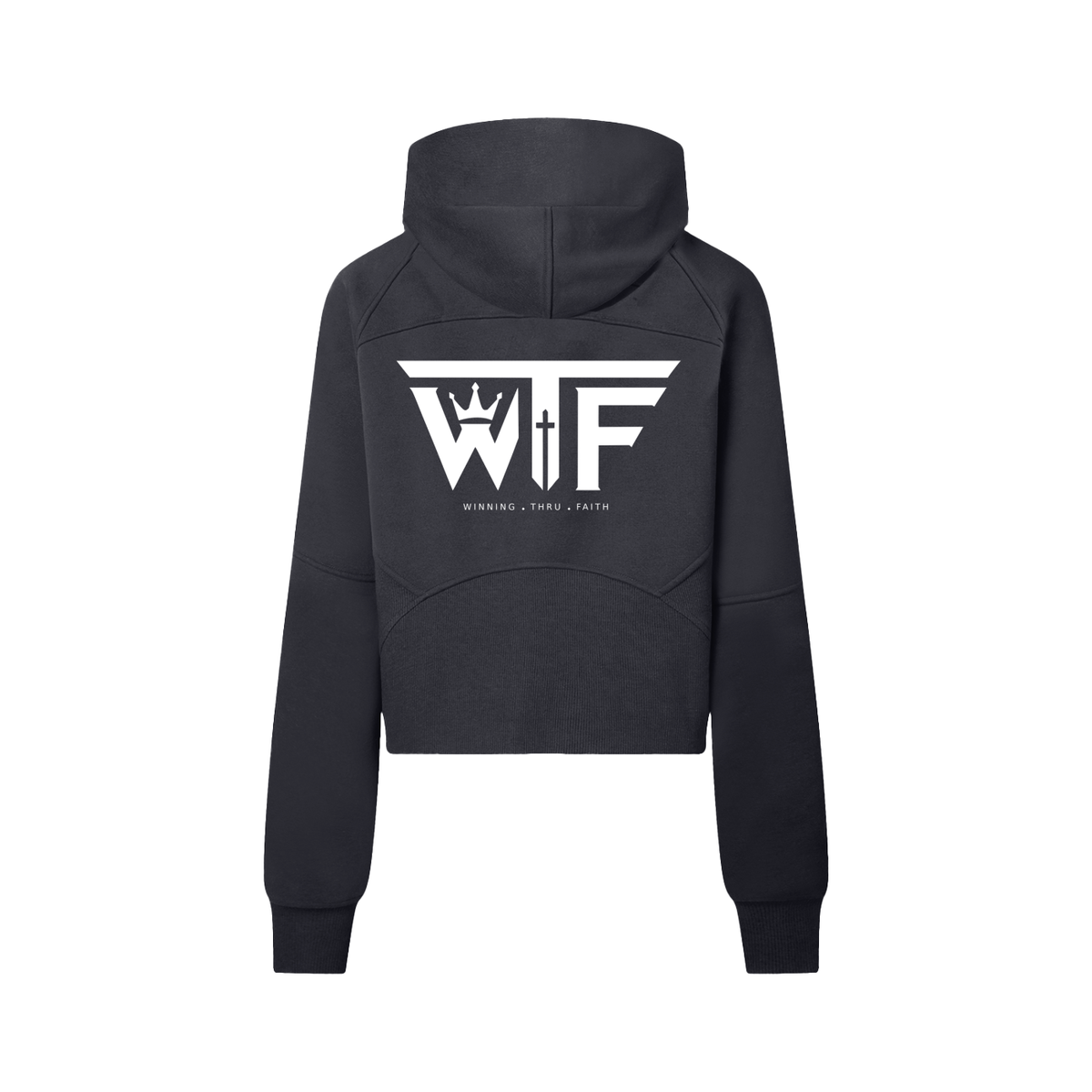 Winning Thru Faith Women’s Cropped Half-Zip Hoodie, product view 2