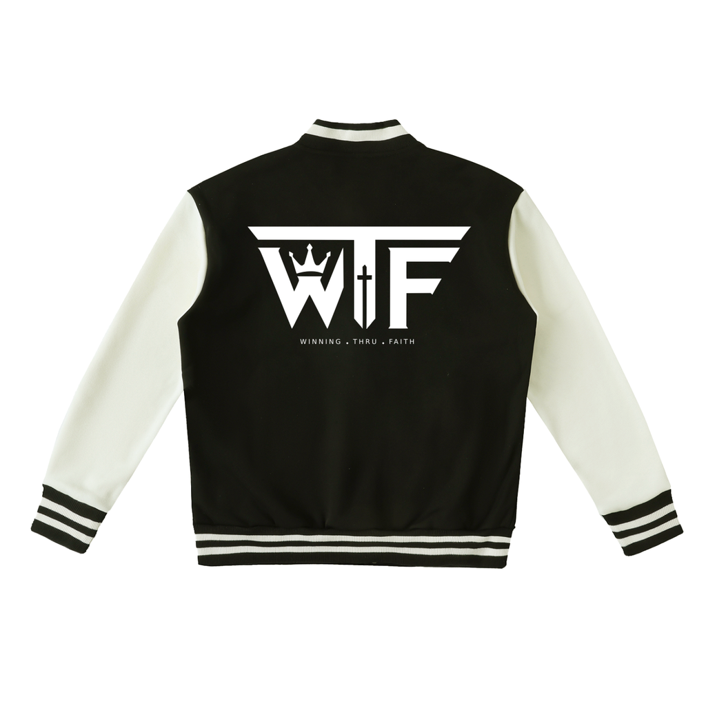 Winning Thru Faith Two-Tone Fleeced Varsity Jacket