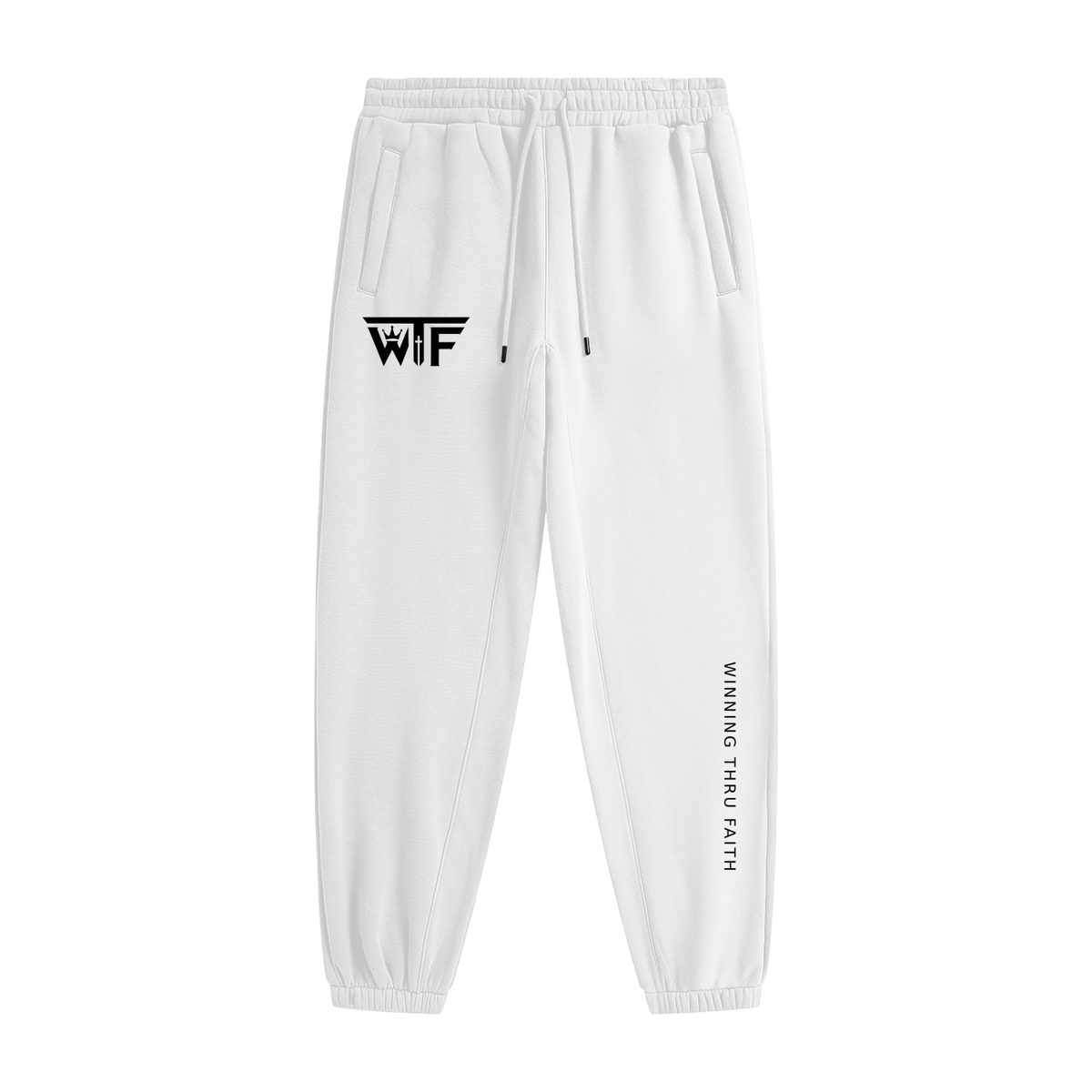 Winning Thru Faith Heavyweight Fleece Joggers Black Logo, product view 1