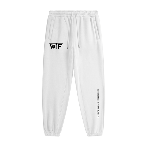 Winning Thru Faith Heavyweight Fleece Joggers Black Logo, product view 1