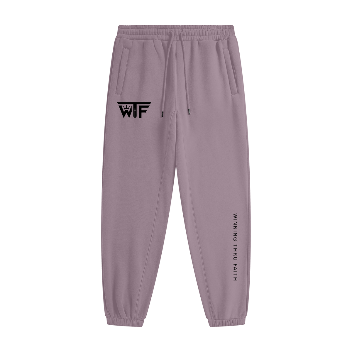 Winning Thru Faith Heavyweight Fleece Joggers Black Logo, product view 13